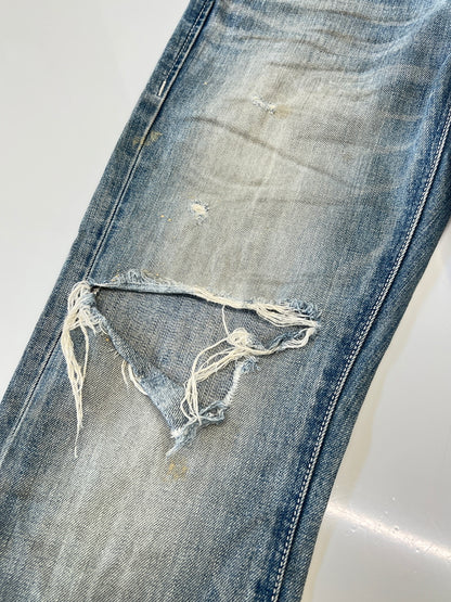 【中古品】【メンズ】 VANQUISH ヴァンキッシュ × MURDER LICENSE マーダーライセンス 110-131-2013-001 CRASH DENIM PANTS クラッシュ デニムパンツ ボトムス 158-261002-AS-51-hon カラー：ブルー 万代Net店