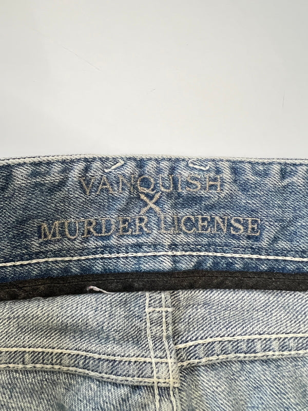 【中古品】【メンズ】 VANQUISH ヴァンキッシュ × MURDER LICENSE マーダーライセンス 110-131-2013-001 CRASH DENIM PANTS クラッシュ デニムパンツ ボトムス 158-261002-AS-51-hon カラー：ブルー 万代Net店