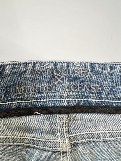 【中古品】【メンズ】 VANQUISH ヴァンキッシュ × MURDER LICENSE マーダーライセンス 110-131-2013-001 CRASH DENIM PANTS クラッシュ デニムパンツ ボトムス 158-261002-AS-51-hon カラー：ブルー 万代Net店