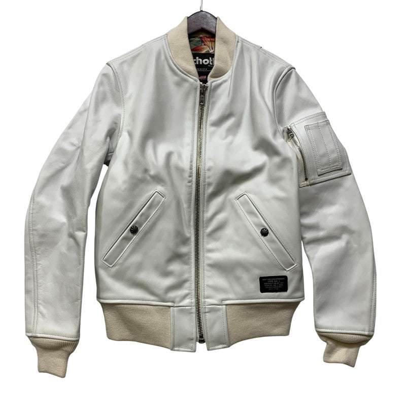 【中古品】【メンズ】 SCHOTT ショット × RON HERMAN ロンハーマン 7469 LEATHER MA-1 レザー ジャケット アウター 141-260904-kh-06-izu サイズ：S カラー：ホワイト 万代Net店