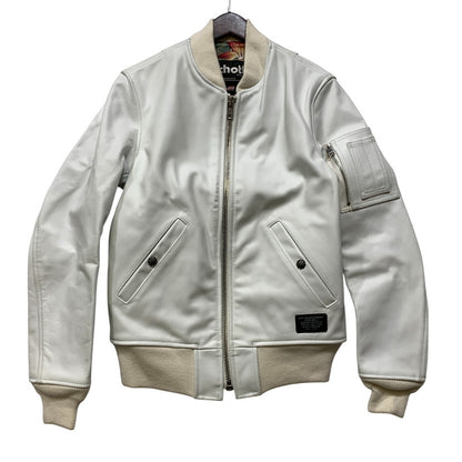 【中古品】【メンズ】 SCHOTT ショット × RON HERMAN ロンハーマン 7469 LEATHER MA-1 レザー ジャケット アウター 141-260904-kh-06-izu サイズ：S カラー：ホワイト 万代Net店