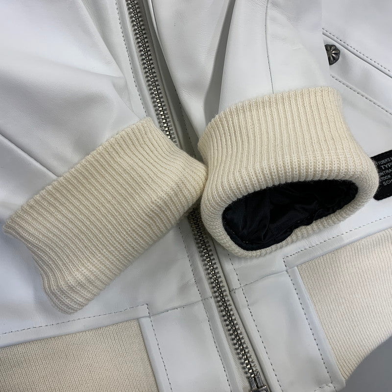 【中古品】【メンズ】 SCHOTT ショット × RON HERMAN ロンハーマン 7469 LEATHER MA-1 レザー ジャケット アウター 141-260904-kh-06-izu サイズ：S カラー：ホワイト 万代Net店