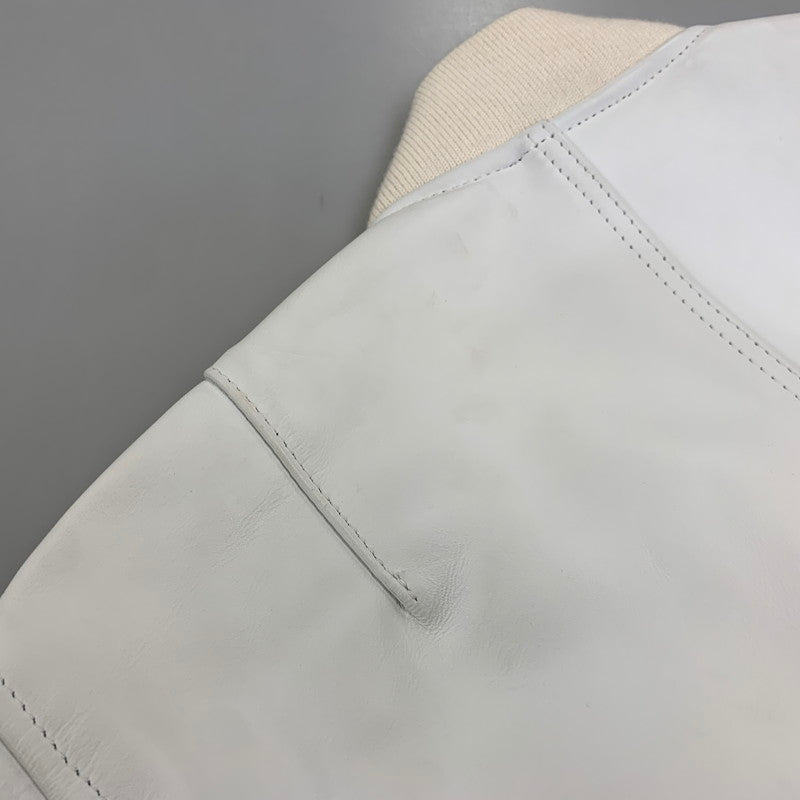 【中古品】【メンズ】 SCHOTT ショット × RON HERMAN ロンハーマン 7469 LEATHER MA-1 レザー ジャケット アウター 141-260904-kh-06-izu サイズ：S カラー：ホワイト 万代Net店