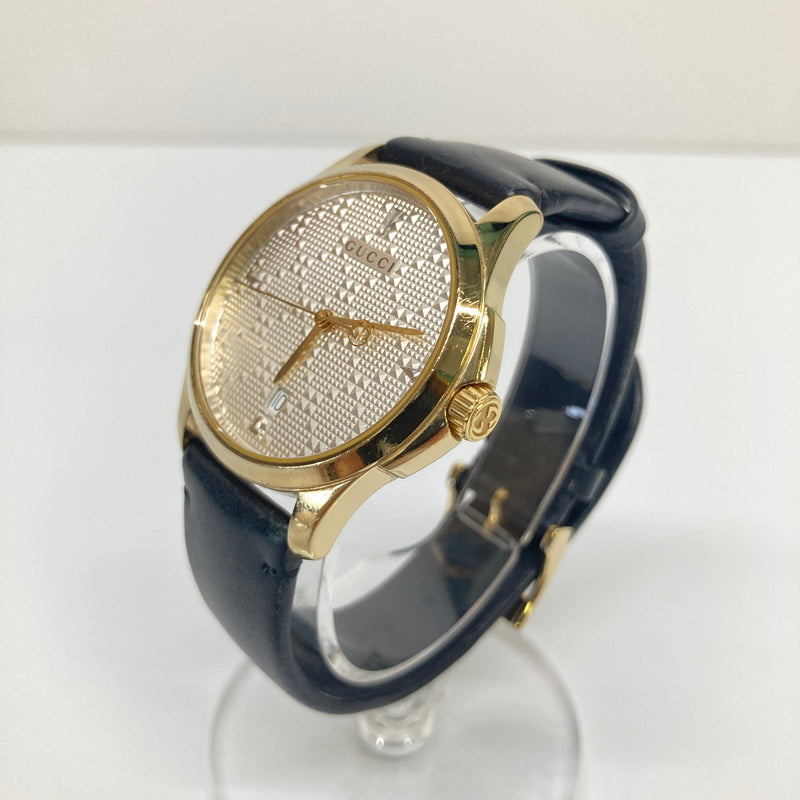 【中古品】【メンズ】 GUCCI グッチ G-TIMELESS DIAMANTE YA1264027 タイムレス ディアマンテ クォーツ 腕時計 197-260804-kk-18-hon カラー：ゴールド/ブラック 万代Net店