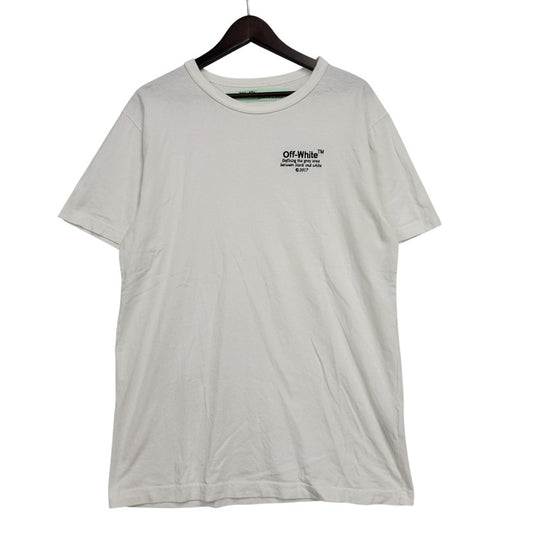 【中古品】【メンズ】 OFF-WHITE オフホワイト　LOGO S S TEE ロゴ Tシャツ 半袖 トップス 142-260726-yn-03-izu サイズ：L カラー：ホワイト 万代Net店