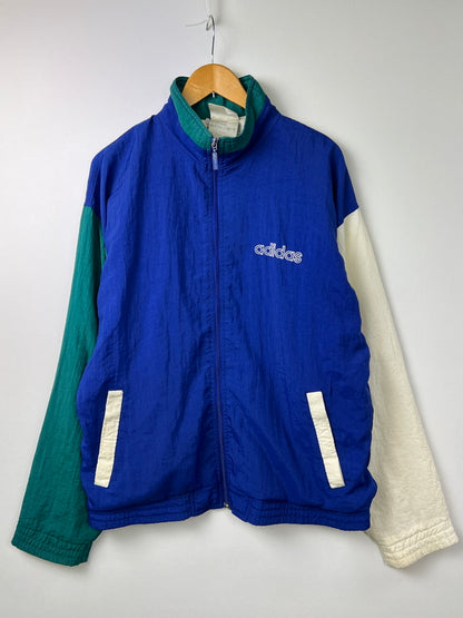 【中古品】【メンズ】 adidas アディダス 90's NYLON JACKET VINTAGE 90年代 ナイロンジャケット ライトアウター 銀タグ ヴィンテージ 148-260803-kk-14-hon サイズ：L カラー：ブルー/グリーン 万代Net店