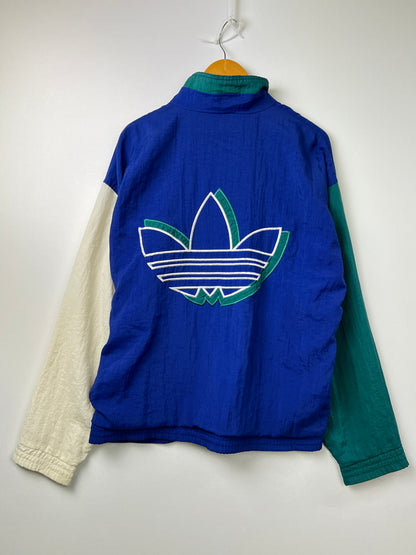 【中古品】【メンズ】 adidas アディダス 90's NYLON JACKET VINTAGE 90年代 ナイロンジャケット ライトアウター 銀タグ ヴィンテージ 148-260803-kk-14-hon サイズ：L カラー：ブルー/グリーン 万代Net店