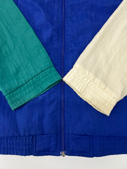 【中古品】【メンズ】 adidas アディダス 90's NYLON JACKET VINTAGE 90年代 ナイロンジャケット ライトアウター 銀タグ ヴィンテージ 148-260803-kk-14-hon サイズ：L カラー：ブルー/グリーン 万代Net店