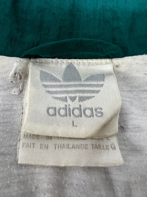 【中古品】【メンズ】 adidas アディダス 90's NYLON JACKET VINTAGE 90年代 ナイロンジャケット ライトアウター 銀タグ ヴィンテージ 148-260803-kk-14-hon サイズ：L カラー：ブルー/グリーン 万代Net店
