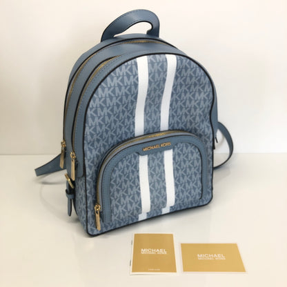 【中古美品】【レディース】 MICHAEL KORS マイケルコース JAYCEE MEDIUM ZIP POCKET BACKPACK 35S2G8TB2V ジェイシー ミディアム ジップポケット バックパック リュック カバン 188-260808-kk-09-hon カラー：ライトブルー 万代Net店