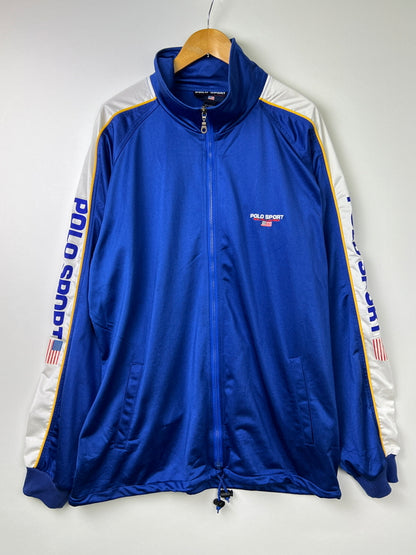 【中古品】【メンズ】 POLO SPORT RALPH LAUREN ポロスポーツ ラルフローレン 90's HOODED TRACK JACKET 90年代 フーデッド トラックジャケット ライトアウター ジャージ 147-260803-kk-10-hon サイズ：XXL カラー：ブルー 万代Net店