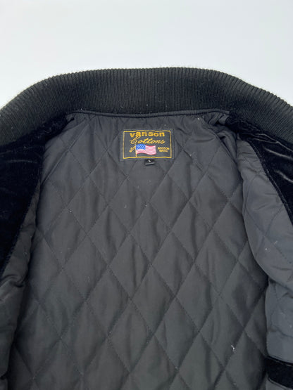 【中古品】【メンズ】 VANSON バンソン 50th ANNIVERSARY BOMBER JACKET 50周年記念 ボンバージャケット アウター 147-260705-kk-12-hon サイズ：L カラー：ブラック 万代Net店