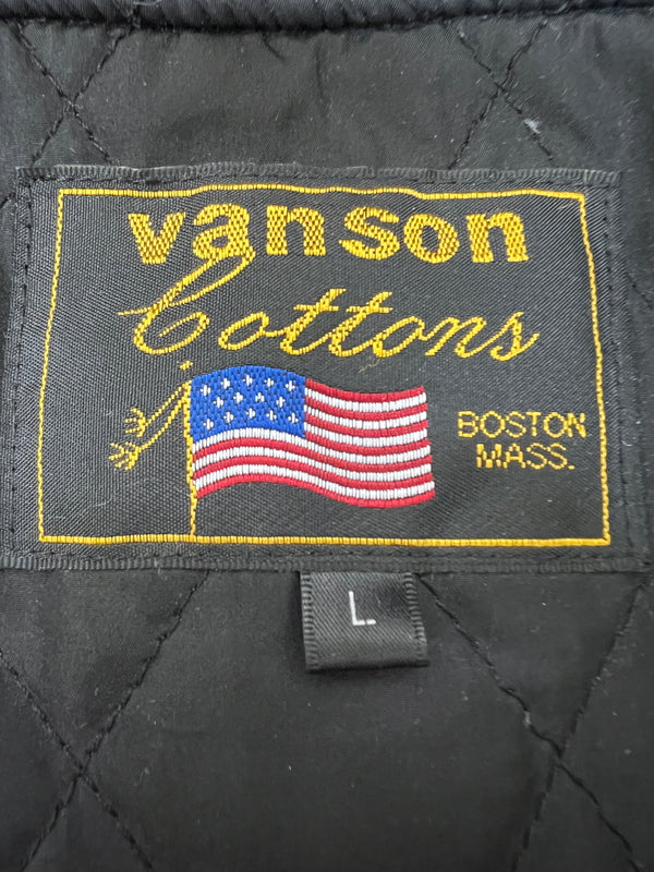 【中古品】【メンズ】 VANSON バンソン 50th ANNIVERSARY BOMBER JACKET 50周年記念 ボンバージャケット アウター 147-260705-kk-12-hon サイズ：L カラー：ブラック 万代Net店