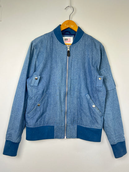 【中古品】【メンズ】 HUF ハフ Denim MA-1 Flight Jacket RN114910 デニム MA-1 フライト ジャケット アウター 142-260808-SH-20-hon サイズ：S カラー：ブルー 万代Net店