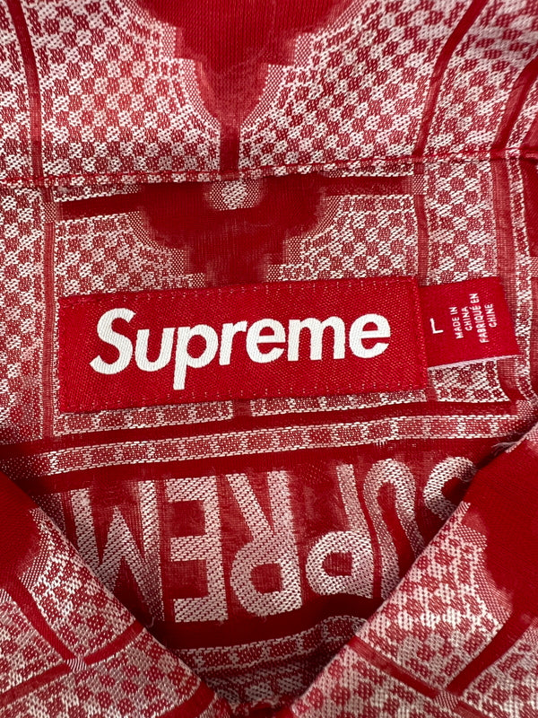 【中古美品】【メンズ】 Supreme シュプリーム 24SS TRAY JACQUARD S/S SHIRT トレイ ジャカード ショートスリーブシャツ 半袖 トップス 149-260705-kk-02-hon サイズ：L カラー：レッド 万代Net店