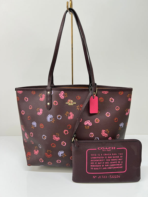 【中古品】【レディース】 COACH コーチ REVERSIBLE CITY TOTE PRIMROSE FLORAL PRINT F22236 リバーシブル シティー トート プリムローズ フローラル プリント カバン 180-260815-kk-20-hon カラー：ブラウン 万代Net店