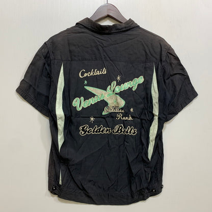 【現状渡し品】【メンズ】 THE FLAT HEAD ザフラットヘッド CADILLAC RANCH RAYON S/S BOWLING SHIRT キャデラックランチ レーヨン ボーリングシャツ 半袖 145-260715-as-04-izu サイズ：36 カラー：ブラック系 万代Net店