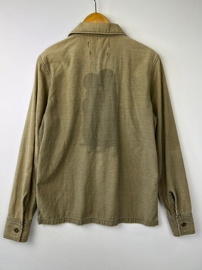 【中古品】【メンズ】 REMI RELIEF レミレリーフ L/S FLOWER STUDS MILITARY SHIRT ロングスリーブ フラワースタッズ ミリタリーシャツ 長袖 トップス 140-260803-kk-25-hon サイズ：M カラー：カーキ 万代Net店