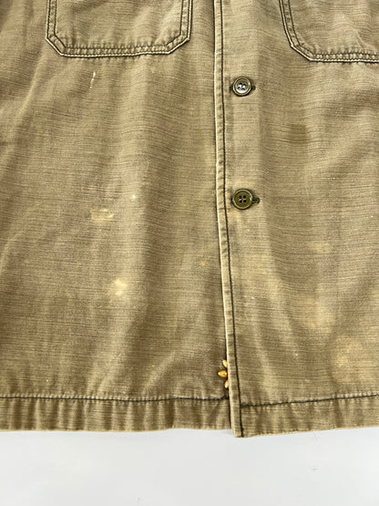 【中古品】【メンズ】 REMI RELIEF レミレリーフ L/S FLOWER STUDS MILITARY SHIRT ロングスリーブ フラワースタッズ ミリタリーシャツ 長袖 トップス 140-260803-kk-25-hon サイズ：M カラー：カーキ 万代Net店