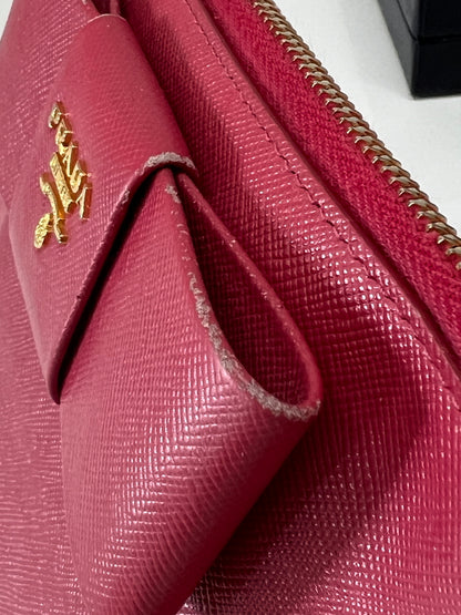 【現状渡し品】【レディース】 PRADA プラダ サフィアーノ リボン フラットポーチ 1M1441 カバン クラッチバッグ 181-260704-kk-13-hon カラー：ピンク 万代Net店