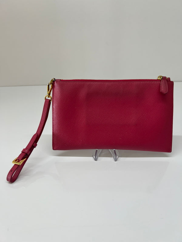 【現状渡し品】【レディース】 PRADA プラダ サフィアーノ リボン フラットポーチ 1M1441 カバン クラッチバッグ 181-260704-kk-13-hon カラー：ピンク 万代Net店