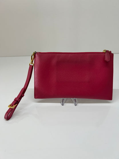 【現状渡し品】【レディース】 PRADA プラダ サフィアーノ リボン フラットポーチ 1M1441 カバン クラッチバッグ 181-260704-kk-13-hon カラー：ピンク 万代Net店