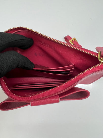 【現状渡し品】【レディース】 PRADA プラダ サフィアーノ リボン フラットポーチ 1M1441 カバン クラッチバッグ 181-260704-kk-13-hon カラー：ピンク 万代Net店