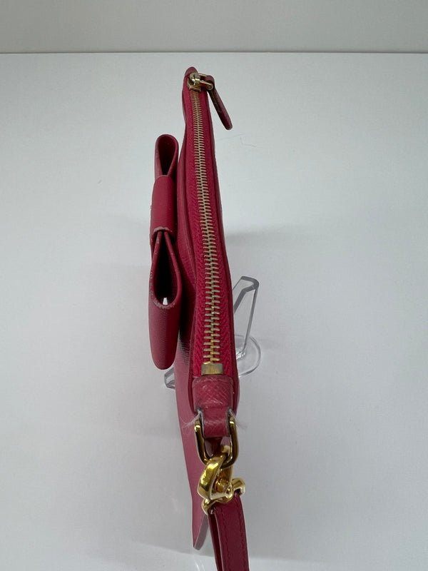 【現状渡し品】【レディース】 PRADA プラダ サフィアーノ リボン フラットポーチ 1M1441 カバン クラッチバッグ 181-260704-kk-13-hon カラー：ピンク 万代Net店
