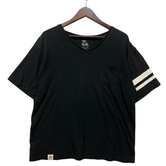 【中古品】【メンズ】 MOMOTARO JEANS 桃太郎ジーンズ VNECK S/S TEE Vネック ショートスリーブ Tシャツ 出陣 半袖 145-260721-as-13-izu サイズ：L カラー：ブラック 万代Net店