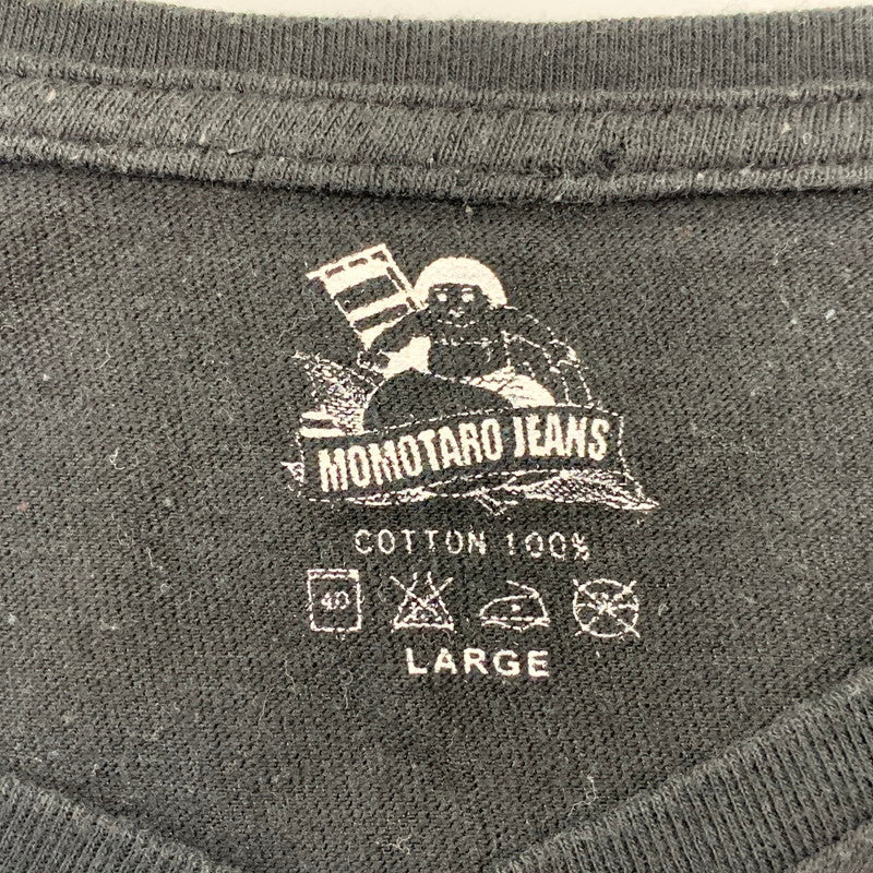 【中古品】【メンズ】 MOMOTARO JEANS 桃太郎ジーンズ VNECK S/S TEE Vネック ショートスリーブ Tシャツ 出陣 半袖 145-260721-as-13-izu サイズ：L カラー：ブラック 万代Net店