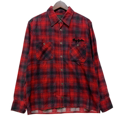 【中古品】【メンズ】 CORE FIGHTER コアファイター OMBRE CHECK LS SHIRT オンブレ チェック ロングスリーブ シャツ トップス 長袖 142-260717-cs-10-izu サイズ：M カラー：レッド 万代Net店