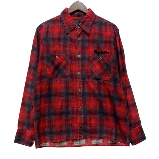【中古品】【メンズ】 CORE FIGHTER コアファイター OMBRE CHECK LS SHIRT オンブレ チェック ロングスリーブ シャツ トップス 長袖 142-260717-cs-10-izu サイズ：M カラー：レッド 万代Net店