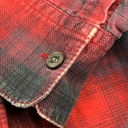 【中古品】【メンズ】 CORE FIGHTER コアファイター OMBRE CHECK LS SHIRT オンブレ チェック ロングスリーブ シャツ トップス 長袖 142-260717-cs-10-izu サイズ：M カラー：レッド 万代Net店