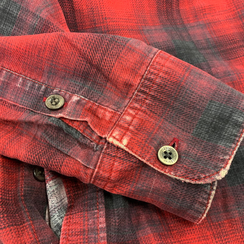 【中古品】【メンズ】 CORE FIGHTER コアファイター OMBRE CHECK LS SHIRT オンブレ チェック ロングスリーブ シャツ トップス 長袖 142-260717-cs-10-izu サイズ：M カラー：レッド 万代Net店