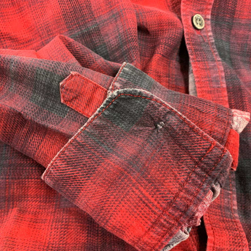【中古品】【メンズ】 CORE FIGHTER コアファイター OMBRE CHECK LS SHIRT オンブレ チェック ロングスリーブ シャツ トップス 長袖 142-260717-cs-10-izu サイズ：M カラー：レッド 万代Net店
