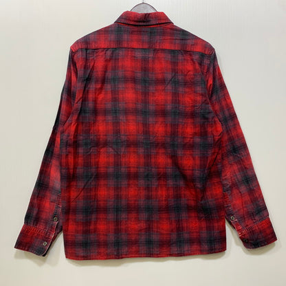 【中古品】【メンズ】 CORE FIGHTER コアファイター OMBRE CHECK LS SHIRT オンブレ チェック ロングスリーブ シャツ トップス 長袖 142-260717-cs-10-izu サイズ：M カラー：レッド 万代Net店