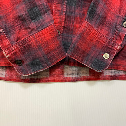 【中古品】【メンズ】 CORE FIGHTER コアファイター OMBRE CHECK LS SHIRT オンブレ チェック ロングスリーブ シャツ トップス 長袖 142-260717-cs-10-izu サイズ：M カラー：レッド 万代Net店