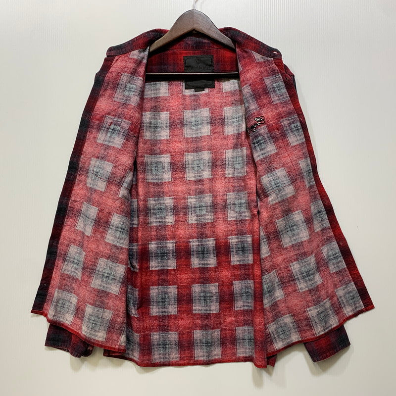 【中古品】【メンズ】 CORE FIGHTER コアファイター OMBRE CHECK LS SHIRT オンブレ チェック ロングスリーブ シャツ トップス 長袖 142-260717-cs-10-izu サイズ：M カラー：レッド 万代Net店