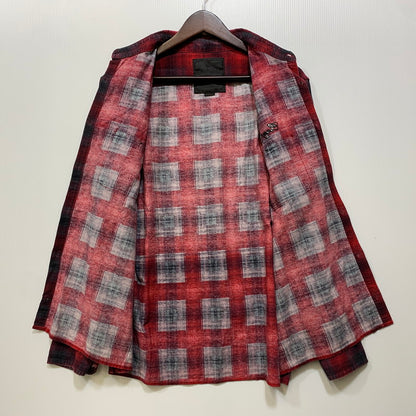 【中古品】【メンズ】 CORE FIGHTER コアファイター OMBRE CHECK LS SHIRT オンブレ チェック ロングスリーブ シャツ トップス 長袖 142-260717-cs-10-izu サイズ：M カラー：レッド 万代Net店