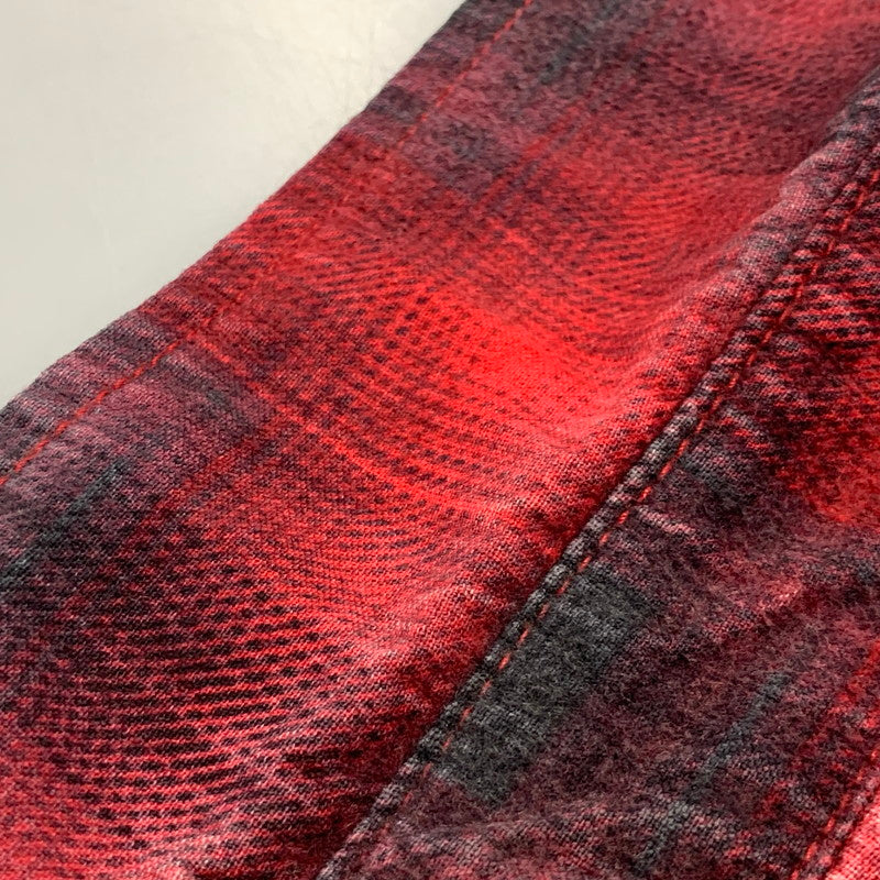 【中古品】【メンズ】 CORE FIGHTER コアファイター OMBRE CHECK LS SHIRT オンブレ チェック ロングスリーブ シャツ トップス 長袖 142-260717-cs-10-izu サイズ：M カラー：レッド 万代Net店