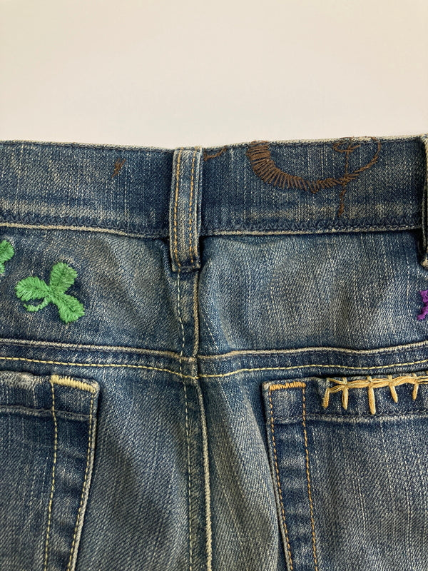 【中古品】【メンズ/レディース】 DIESEL DENIM GALLERY ディーゼルデニムギャラリー EMBROIDERED DISTRESSED DENIM PANTS 刺繍ディストレスドデニムパンツ ボトムス 152-260917-YS-10-hon サイズ：28 カラー：インディゴ 万代Net店