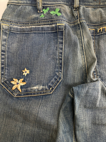 【中古品】【メンズ/レディース】 DIESEL DENIM GALLERY ディーゼルデニムギャラリー EMBROIDERED DISTRESSED DENIM PANTS 刺繍ディストレスドデニムパンツ ボトムス 152-260917-YS-10-hon サイズ：28 カラー：インディゴ 万代Net店