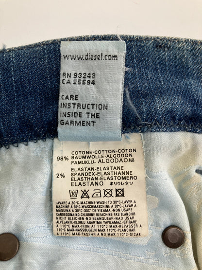 【中古品】【メンズ/レディース】 DIESEL DENIM GALLERY ディーゼルデニムギャラリー EMBROIDERED DISTRESSED DENIM PANTS 刺繍ディストレスドデニムパンツ ボトムス 152-260917-YS-10-hon サイズ：28 カラー：インディゴ 万代Net店