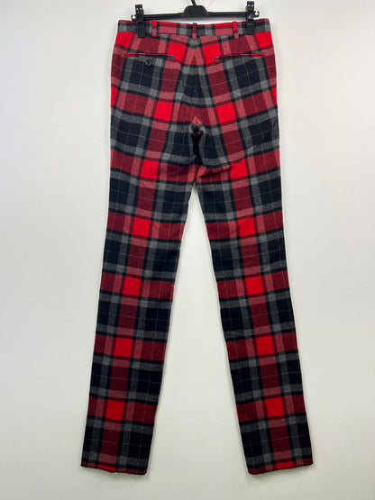 【中古品】【メンズ】 JOHN LAWRENCE SULLIVAN ジョンローレンスサリバン WOOL CHECK LONG PANTS 2B001 11-04 ウール チェック ロングパンツ ボトムス 152-260628-kk-06-hon サイズ：36 カラー：レッド 万代Net店