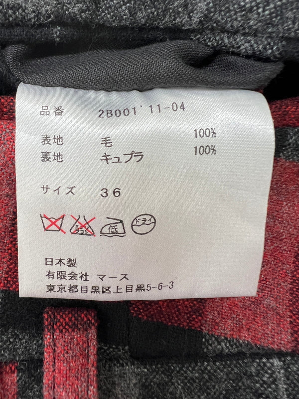 【中古品】【メンズ】 JOHN LAWRENCE SULLIVAN ジョンローレンスサリバン WOOL CHECK LONG PANTS 2B001 11-04 ウール チェック ロングパンツ ボトムス 152-260628-kk-06-hon サイズ：36 カラー：レッド 万代Net店