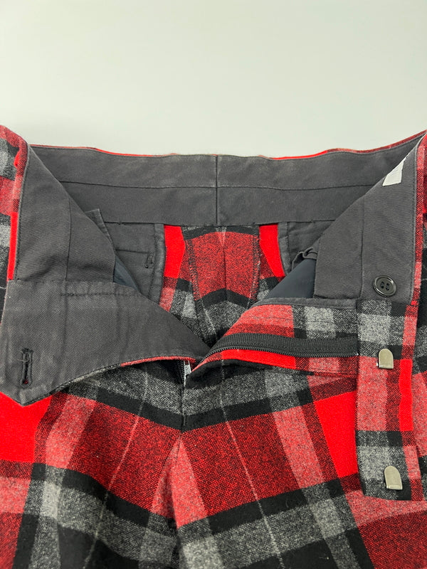 【中古品】【メンズ】 JOHN LAWRENCE SULLIVAN ジョンローレンスサリバン WOOL CHECK LONG PANTS 2B001 11-04 ウール チェック ロングパンツ ボトムス 152-260628-kk-06-hon サイズ：36 カラー：レッド 万代Net店
