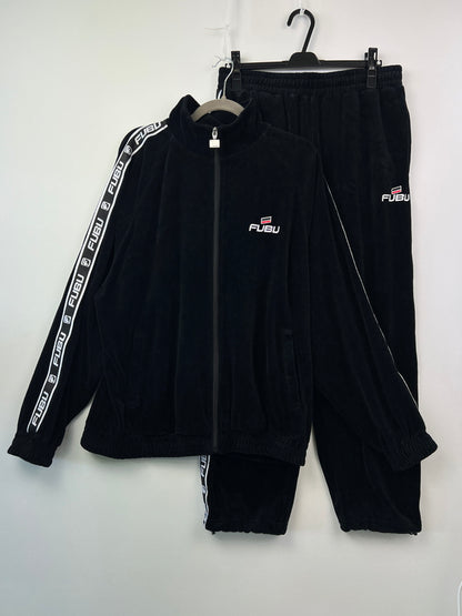 【中古品】【メンズ】 FUBU フブ VELOR TRACK JACKET & VELOR PANTS FAM-42712/FAM-42509 SET UP ベロアトラックパンツ ＆ ベロアパンツ セットアップ ジャージ 170-260705-kk-05-hon サイズ：L カラー：ブラック 万代Net店