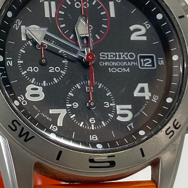 【現状渡し品】【メンズ】 SEIKO セイコー CHRONOGRAPH MILITARY WATCH SND399P1 7T92-0DX0 クロノグラフ ミリタリーウォッチ クォーツ 腕時計 198-260804-kk-15-hon カラー：シルバー/オレンジ 万代Net店