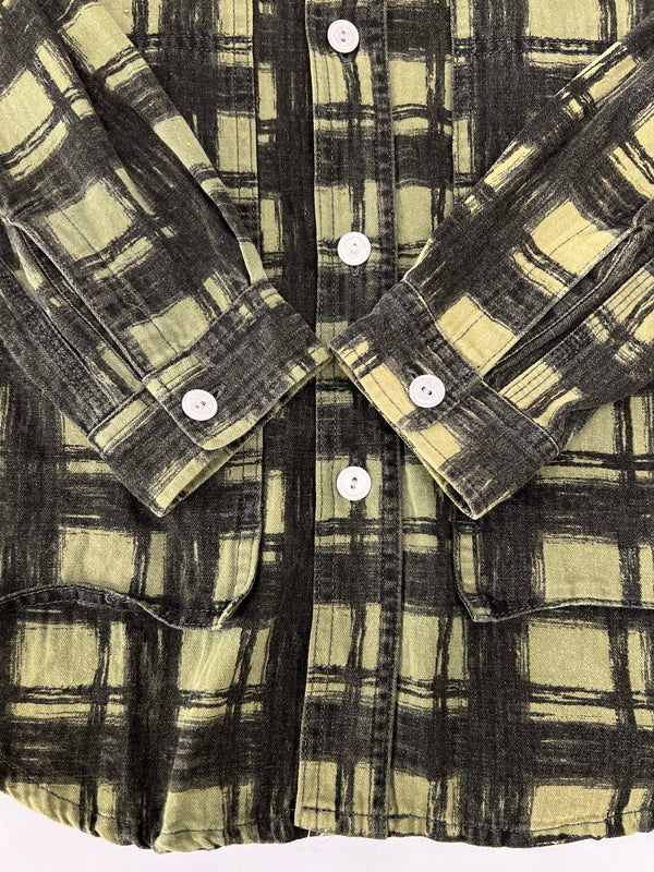 【中古品】【メンズ】 SASSAFRAS ササフラス L/S SHADOW CHECK SHIRT ロングスリーブ シャドーチェックシャツ 長袖 トップス 145-260803-kk-26-hon サイズ：S カラー：グリーン系 万代Net店