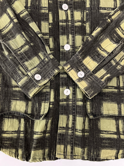 【中古品】【メンズ】 SASSAFRAS ササフラス L/S SHADOW CHECK SHIRT ロングスリーブ シャドーチェックシャツ 長袖 トップス 145-260803-kk-26-hon サイズ：S カラー：グリーン系 万代Net店